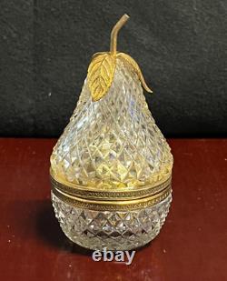 FRENCH CUT CRYSTAL GLASS BOX CASKET Lighter PEAR UNMARKED BACCARAT RARE FRENCH CUT CRYSTAL GLASS BOX CASKET Lighter PEAR UNMARKED BACCARAT RARE
