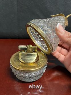 FRENCH CUT CRYSTAL GLASS BOX CASKET Lighter PEAR UNMARKED BACCARAT RARE