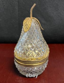 FRENCH CUT CRYSTAL GLASS BOX CASKET Lighter PEAR UNMARKED BACCARAT RARE