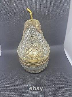 FRENCH CUT CRYSTAL GLASS BOX CASKET Lighter PEAR UNMARKED BACCARAT RARE