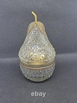 FRENCH CUT CRYSTAL GLASS BOX CASKET Lighter PEAR UNMARKED BACCARAT RARE
