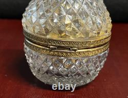 FRENCH CUT CRYSTAL GLASS BOX CASKET Lighter PEAR UNMARKED BACCARAT RARE