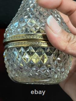 FRENCH CUT CRYSTAL GLASS BOX CASKET Lighter PEAR UNMARKED BACCARAT RARE