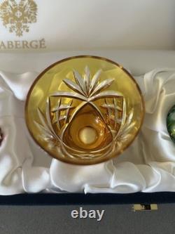 Faberge Cut Crystal Overlay Na Zdorovye Vodka Shot Glasses Colored 4Set Mint