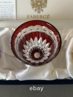 Faberge Cut Crystal Overlay Na Zdorovye Vodka Shot Glasses Colored 4Set Mint