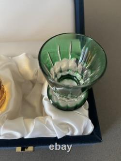 Faberge Cut Crystal Overlay Na Zdorovye Vodka Shot Glasses Colored 4Set Mint
