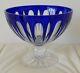 Faberge Cut To Clear Crystal Cobalt Blue Footed Bowl 6 1/4 W By 5 1/8 H