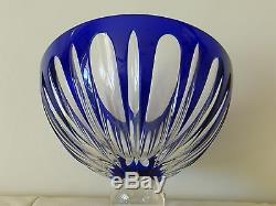 Faberge Cut To Clear Crystal Cobalt Blue Footed Bowl 6 1/4 W By 5 1/8 H
