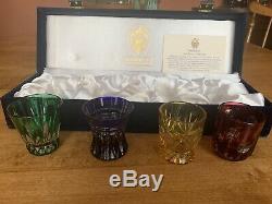 Faberge Na Zdorovye Vodka Set of 4 Crystal Cut Shot Glasses in Box