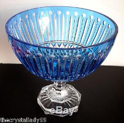 Faberge Xenia Azure blue cased cut to clear crystal Centerpiece Comport bowl
