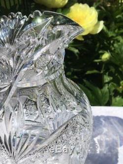 Fabulous American Brilliant Period ABP Cut Crystal Glass Water /Lemonade Pitcher