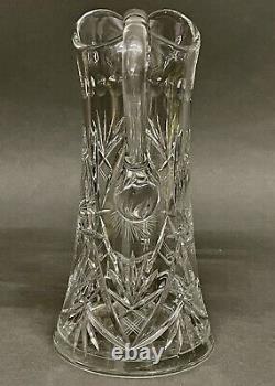 Fabulous Vintage American Brilliant Pinwheel Cut Crystal Glass Pitchet