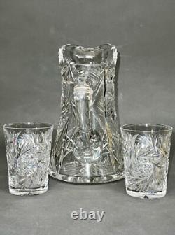 Fabulous Vintage Brilliant Cut Crystal Glass Pitcher Pinwheel & Glasses Fabulous Vintage Brilliant Cut Crystal Glass Pitcher Pinwheel & Glasses