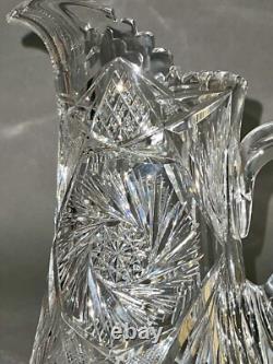 Fabulous Vintage Brilliant Cut Crystal Glass Pitcher Pinwheel & Glasses