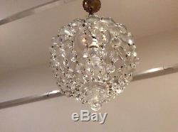 Fabulous Vintage French Cut Crystal Glass Bag Chandelier, c1940s