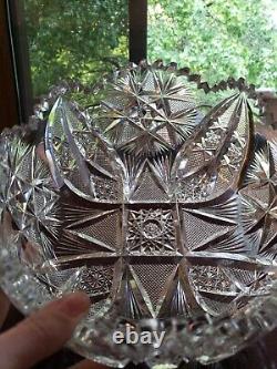 Fancy Bowl American Brilliant Period Cut glass Crystal Pitkin & Brooks Rajah