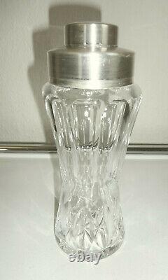 Fantastic German ART DECO Cocktail Shaker crystal glass lens cut + silverplate