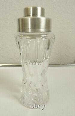 Fantastic German ART DECO Cocktail Shaker crystal glass lens cut + silverplate