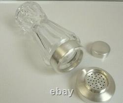 Fantastic German ART DECO Cocktail Shaker crystal glass lens cut + silverplate