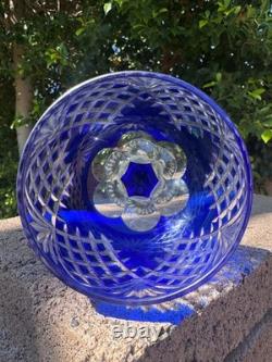 Fifth Ave Bohemian Cobalt Blue Cut to Clear Hock Wine Glasses Set of 6