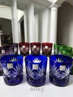Fifth Avenue Crystal Ltd Pineapple Cut Multi Colored Glass Set of 12. NEW