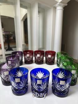 Fifth Avenue Crystal Ltd Pineapple Cut Multi Colored Glass Set of 12. NEW