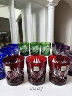 Fifth Avenue Crystal Ltd Pineapple Cut Multi Colored Glass Set of 12. NEW