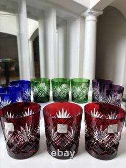 Fifth Avenue Crystal Ltd Pineapple Cut Multi Colored Glass Set of 12. NEW