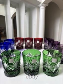 Fifth Avenue Crystal Ltd Pineapple Cut Multi Colored Glass Set of 12. NEW