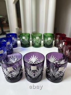 Fifth Avenue Crystal Ltd Pineapple Cut Multi Colored Glass Set of 12. NEW