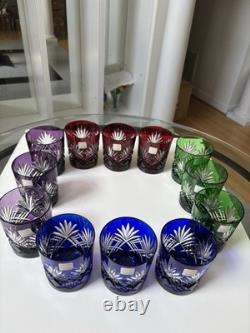 Fifth Avenue Crystal Ltd Pineapple Cut Multi Colored Glass Set of 12. NEW