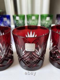 Fifth Avenue Crystal Ltd Pineapple Cut Multi Colored Glass Set of 12. NEW