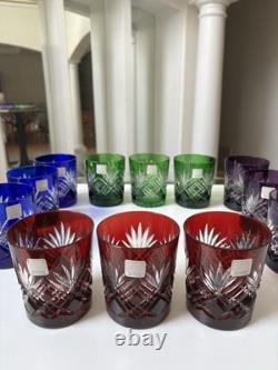 Fifth Avenue Crystal Ltd Pineapple Cut Multi Colored Glass Set of 12. NEW