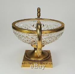 Fine French Antique Cut Crystal Bowl Mounted in Ormolu GORGEOUS