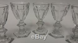 Fine French Baccarat HARCOURT PATTERN cut Crystal Set 7 (SEVEN) CORDIAL GOBLETS