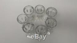 Fine French Baccarat HARCOURT PATTERN cut Crystal Set 7 (SEVEN) CORDIAL GOBLETS