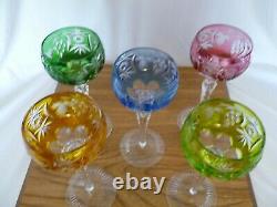 Five Traube By Nachtmann Bohemian Crystal Wine Hock Goblets 6-7/8 Cut To Clear