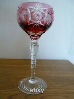 Five Traube By Nachtmann Bohemian Crystal Wine Hock Goblets 6-7/8 Cut To Clear