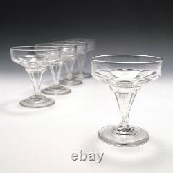 Four Octagonal Hollow Stem Cut Glass Champagne Coupes c1900