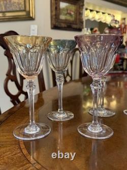 France- Set (6) Vtg Cut Crystal Luster Flashed Multicolor Holiday Wine Glasses