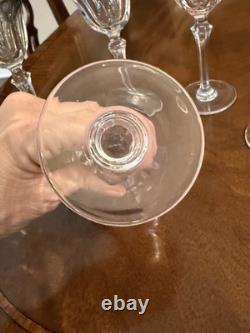 France- Set (6) Vtg Cut Crystal Luster Flashed Multicolor Holiday Wine Glasses