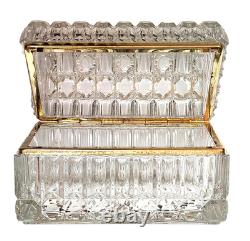 French Cut Crystal Domed Hinged Jewelry Casket Trinket Box Baccarat Style 7.25