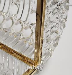 French Cut Crystal Domed Hinged Jewelry Casket Trinket Box Baccarat Style 7.25