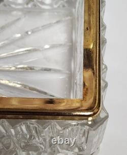 French Cut Crystal Domed Hinged Jewelry Casket Trinket Box Baccarat Style 7.25