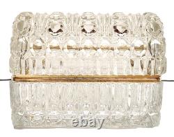 French Cut Crystal Domed Hinged Jewelry Casket Trinket Box Baccarat Style 7.25