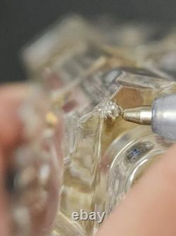 French Cut Crystal Domed Hinged Jewelry Casket Trinket Box Baccarat Style 7.25