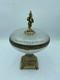 French Cut Crystal Mounted Gilt Bronze Pedestal Bowl With Lid 2 Pc