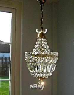 French Empire Style Vintage Crystal Glass Chandelier Light. Facet cut crystals