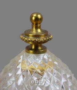 French Vintage Lubliner Paris Cut Crystal Egg Hinged Box Ormolu Brass