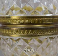 French Vintage Lubliner Paris Cut Crystal Egg Hinged Box Ormolu Brass